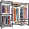 VIPEK V5 Portable Closet Wardrobe Heavy Duty Clothes Rack, Freestanding Clothing Rack With 4 Hang Rods & 8 Shelves, Adjustable Custom Closet Rack, 68.9" L X 15.7" W X 76.4" H, Max Load 800LBS, Black