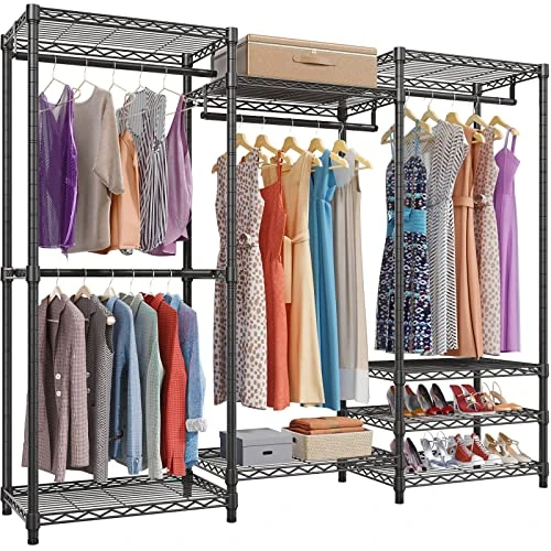 VIPEK V5 Portable Closet Wardrobe Heavy Duty Clothes Rack, Freestanding Clothing Rack With 4 Hang Rods & 8 Shelves, Adjustable Custom Closet Rack, 68.9" L X 15.7" W X 76.4" H, Max Load 800LBS, Black 1 VIPEK V5 Portable Closet Wardrobe Heavy Duty Clothes Rack, Freestanding Clothing Rack With 4 Hang Rods & 8 Shelves, Adjustable Custom Closet Rack, 68.9" L X 15.7" W X 76.4" H, Max Load 800LBS, Black