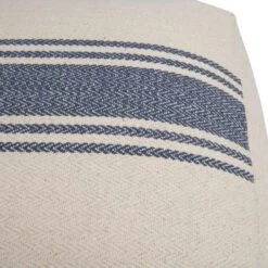 Creative Co-Op Cream Blue Stripes Pouf
