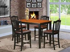 East West Furniture YACH5-BLK-LC Dining Table Set, 5-Piece