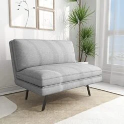 GENERIC Convertible Futon Sofa Bed 4 In 1 Multi-Function Single Floor Sleeper Chair With Adjustable Backrest For Living Apartment Dorm Grey Modern Contemporary Solid Fabric