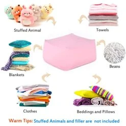 Inner Liner For Stuffed Animal Storage Cover, Bean Bag Replacement Cover For Beanbag Chair Easy Cleaning (No Beans) Large Size/Pink -Songmics Furniture Shop 51voFunTbHL