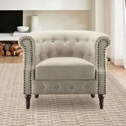 Rosevera Chancy Reading Small Armchair Arm Living Set Accent Club Room Barrel Chairs Bedroom Loveseat Sofa, Standard, Pearl Beige -Songmics Furniture Shop 51vqA91g1QL. AC