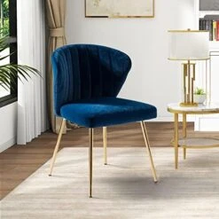 HULALA HOME Velvet Dining Chairs, Modern Small Armless Accent Chair With Gold Metal Legs, Living Room Upholstered Cute Side Chair, Elegant Tufted Back Vanity Chair For Bedroom/Beauty Room-Ivory -Songmics Furniture Shop 51vtZjXn5LL. AC