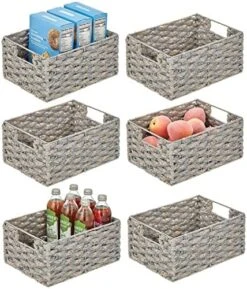 MDesign Hyacinth Braided Woven Kitchen Basket Bin With Built-in Handles For Organizing Kitchen Pantry, Cabinet, Cupboard, Countertop, Shelves - Holds Food, Drinks, Snacks - 6 Pack - Natural/Tan -Songmics Furniture Shop 51w1vL9NO2L. AC