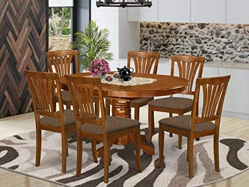 East West Furniture AVON5-SBR-C Dining Set, Linen Fabric Seat 10 East West Furniture AVON5-SBR-C Dining Set, Linen Fabric Seat - Image 10