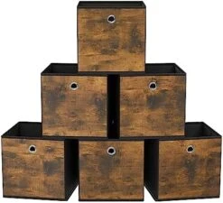 SONGMICS Storage Cubes, Set Of 6 Storage Bins With Handles, Foldable Oxford Fabric And Non-Woven Fabric Storage Boxes, 10.2x10.2x11 Inches, Fit Cube Storage Unit, Rustic Brown And Black URFB126B01 9 SONGMICS Storage Cubes, Set Of 6 Storage Bins With Handles, Foldable Oxford Fabric And Non-Woven Fabric Storage Boxes, 10.2x10.2x11 Inches, Fit Cube Storage Unit, Rustic Brown And Black URFB126B01 -Songmics Furniture Shop 51wA9505jdL. AC