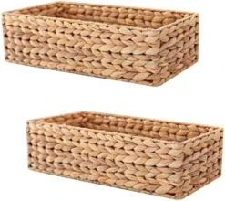 HOMESTEAD Seagrass Baskets With Built-in Handles For Storage, Medium Rectangular Wicker Basket - Set Of 2 -Songmics Furniture Shop 51wCi37YAYL. AC