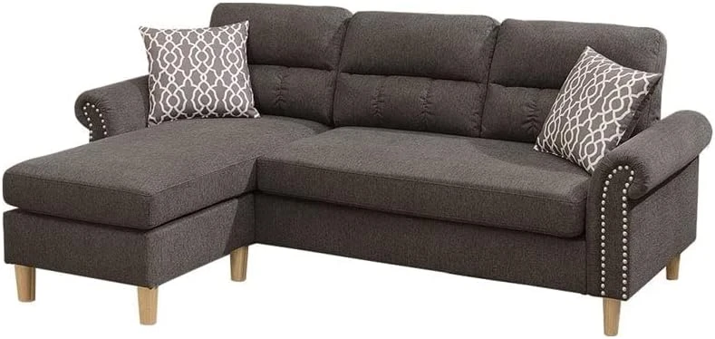 Poundex 2 Piece Reversible Sectional, Slate 5 Poundex 2 Piece Reversible Sectional, Slate - Image 5