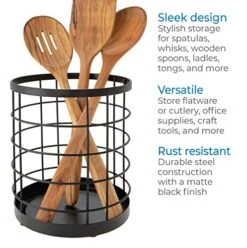 IDesign Wire Utensil Holder For Kitchen Counter, The Austin Collection - 6" X 6" X 7", Matte Black 6 IDesign Wire Utensil Holder For Kitchen Counter, The Austin Collection - 6" X 6" X 7", Matte Black -Songmics Furniture Shop 51wG4JFgwxL