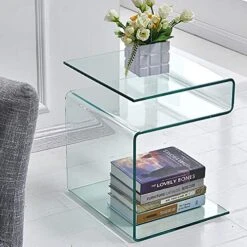Glass Nightstand,Side Table,S-Shaped End Table For Living Room,Bedside Table For Bedroom 8 Glass Nightstand,Side Table,S-Shaped End Table For Living Room,Bedside Table For Bedroom -Songmics Furniture Shop 51wI4ie6UEL
