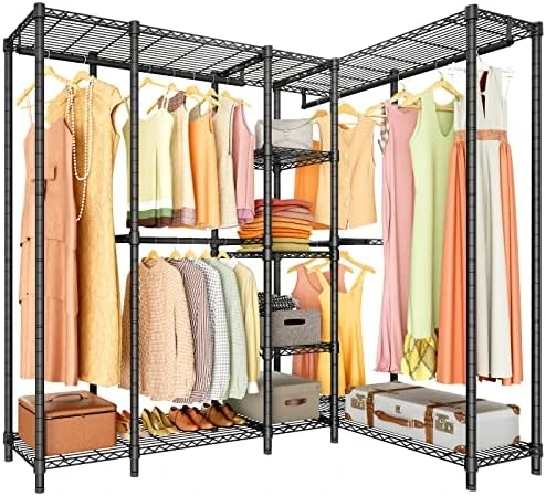 VIPEK L50 Protable Closet Rack Large Corner Freestanding Wardrobe Closet, Multi-Functional L Shaped Clothes Rack Heavy Duty Metal Clothing Rack For Hanging Clothes, Max Load 1150LBS, Black 9 VIPEK L50 Protable Closet Rack Large Corner Freestanding Wardrobe Closet, Multi-Functional L Shaped Clothes Rack Heavy Duty Metal Clothing Rack For Hanging Clothes, Max Load 1150LBS, Black - Image 9