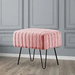 Home Soft Things Super Mink Faux Fur Pink Ottoman Bench, 19" X 13" X 17", Rose Smoke, Living Room Foot Rest Stool Entryway Makeup Bench End Of Bed Bedroom Home Decor Chair For Sitting -Songmics Furniture Shop 51wNLZSPbRL