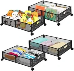 Under Bed Storage, Under Bed Rolling Storage, Under Bed Storage Containers With Wheels, Metal Under Bed Shoe Storage Organizer Drawer 2 Pack, Underbed Storage Bin For Bedroom Toys Clothes Blankets 15 Under Bed Storage, Under Bed Rolling Storage, Under Bed Storage Containers With Wheels, Metal Under Bed Shoe Storage Organizer Drawer 2 Pack, Underbed Storage Bin For Bedroom Toys Clothes Blankets -Songmics Furniture Shop 51wOn8wW9PL. AC