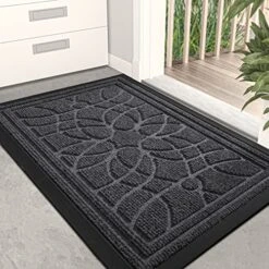 DEXI Front Door Mat, Welcome Mat Heavy Duty Durable Low Profile Outside Doormat For Entryway, Patio, Garage, High Traffic Areas, 17"X29", Grey