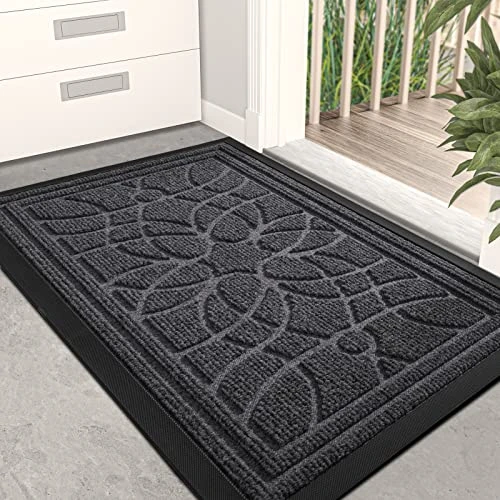 DEXI Front Door Mat, Welcome Mat Heavy Duty Durable Low Profile Outside Doormat For Entryway, Patio, Garage, High Traffic Areas, 17"X29", Grey 1 DEXI Front Door Mat, Welcome Mat Heavy Duty Durable Low Profile Outside Doormat For Entryway, Patio, Garage, High Traffic Areas, 17"X29", Grey