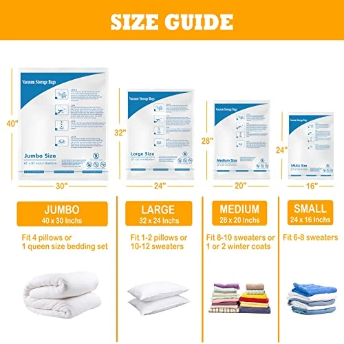 Vacuum Storage Bags 7 Jumbo, Space Saver Sealer Bags With Travel Hand Pump, Airtight Compression Bags For Clothes, Pillows, Comforters, Blankets, Bedding 5 Vacuum Storage Bags 7 Jumbo, Space Saver Sealer Bags With Travel Hand Pump, Airtight Compression Bags For Clothes, Pillows, Comforters, Blankets, Bedding - Image 5