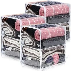 6 Packs Clear Zippered Storage Bags Sweater Storage Bags Plastic Storage Bags For Blankets Clothes Bed Sheet Organizer With Zipper For Closet Linen Sweater Bed Sheet Clothes Pillow (16 X 14 X 4 Inch) -Songmics Furniture Shop 51wVbVeN0uL. AC