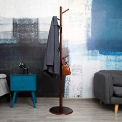 ACRO Sturdy Wooden Coat Rack Stand, Entryway Hall Tree Coat Tree With Solid Round Base For Hat, Clothes, Purse, Scarves, Handbags, Umbrella - 8 Hooks, Brown -Songmics Furniture Shop 51wYVPGCVDL