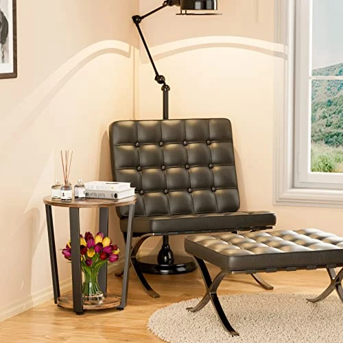 EKNITEY Wood Round End Table - 19.7" Dia. Side Table With Storage Small Table With Sturdy Metal Frame For Living Room Bedroom Couch Snack And Sofa 2-Tier 3 EKNITEY Wood Round End Table - 19.7" Dia. Side Table With Storage Small Table With Sturdy Metal Frame For Living Room Bedroom Couch Snack And Sofa 2-Tier - Image 3