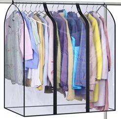 MISSLO 40" Hanging Garment Bags For Closet Storage Clear Garment Rack Cover Bottom Enclosed Cloth Cover Hanging Clothes Storage Bag Waterproof Clothes Protector For Suits, Coats, Sweaters, Shirts