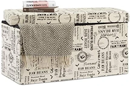 Relaxdays Padded Seat With Coffee Motif, Lidded Foldable Patterned Storage Bench, 38x76x38 Cm 8 Relaxdays Padded Seat With Coffee Motif, Lidded Foldable Patterned Storage Bench, 38x76x38 Cm - Image 8