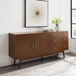 Walker Edison Mid-Century Modern Wood Kitchen Buffet Sideboard Entryway Serving Storage Cabinet Doors-Dining Room Console, 70 Inch, Acorn -Songmics Furniture Shop 51wmxZJ0ieL. AC