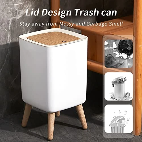 Small Trash Can With Lid, Bathroom Trash Can With Lid,2.6 Gallon Office Garbage Can Waste Basket With Push Button, Nordic Small Trash Bin For Bedroom, Toilet, Kitchen,Pet Proof Trash Can 3 Small Trash Can With Lid, Bathroom Trash Can With Lid,2.6 Gallon Office Garbage Can Waste Basket With Push Button, Nordic Small Trash Bin For Bedroom, Toilet, Kitchen,Pet Proof Trash Can - Image 3