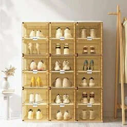 Benitaku Shoe Storage Organizer - Foldable Shoe Storage Cabinet With Doors - Durable And Stable Shoe Storage Boxes - Stackable Shoe Rack Organizer For Home - Easy Installation- 16 Layers -Songmics Furniture Shop 51wxWCxEk6L