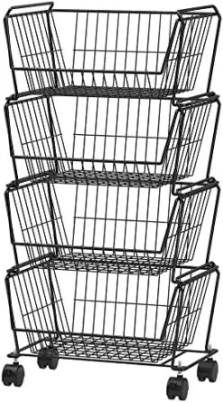 PUSDON 4-Tier Stackable Metal Storage Baskets, Anti-Rust Fruit Vegetable Rack, Dual Use Shelf For Kitchen, Home & Office, Black 13 PUSDON 4-Tier Stackable Metal Storage Baskets, Anti-Rust Fruit Vegetable Rack, Dual Use Shelf For Kitchen, Home & Office, Black -Songmics Furniture Shop 51wyWud3hIL. AC
