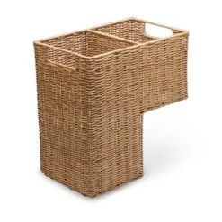 KOUBOO Wicker Step Basket, Natural, Wicker Basket, Staircase Basket, Organizer, Wood Stairs, Carpet Stairs, Compact, Stair Decor