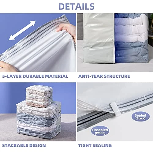 TAILINK 6 Pack Vacuum Storage Bags Space Saver Cube Vacuum Sealer Bags Large (3 Medium, 3 Large) Save 80% Space Vacuum Bags For Comforters Blanket Clothes Bedding Space Bags Vacuum Storage Bags 5 TAILINK 6 Pack Vacuum Storage Bags Space Saver Cube Vacuum Sealer Bags Large (3 Medium, 3 Large) Save 80% Space Vacuum Bags For Comforters Blanket Clothes Bedding Space Bags Vacuum Storage Bags - Image 5