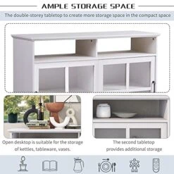 LUMISOL Kitchen Buffet Sideboard With 2 Glass Sliding Doors And Adjustable Shelves, Console Table Storage Cabinet For Dining Room Living Room, Antique White -Songmics Furniture Shop 51x72ozbdnL