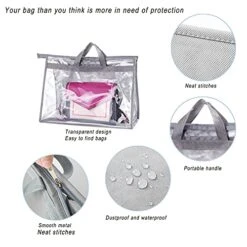 9Pcs Clear Handbag Storage Dust Cover Organizer Bags, Transparent Dustproof Purse Protector Storage Bag With Zipper Handles For Closet Shelf--3 Sizes (Grey) 10 9Pcs Clear Handbag Storage Dust Cover Organizer Bags, Transparent Dustproof Purse Protector Storage Bag With Zipper Handles For Closet Shelf--3 Sizes (Grey) -Songmics Furniture Shop 51xHCcK3MyL