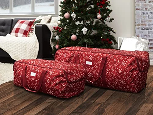 Covermates Keepsakes Garland Duffle Bag – Durable Polyester, Reinforced Handles, Fits Up To 25 Foot Garland Depending On Thickness - Holiday Storage-Red Snowflake 4 Covermates Keepsakes Garland Duffle Bag – Durable Polyester, Reinforced Handles, Fits Up To 25 Foot Garland Depending On Thickness - Holiday Storage-Red Snowflake - Image 4