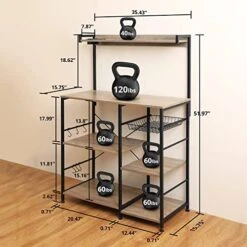 Evajoy Baker’s Rack With Power Outlet, 6-Tier Kitchen Storage Rack, Coffee Bar With Storage Basket, Microwave Oven Stand With 6 S-Hooks, Table Organizer With Top Shelf, For Spices, Pots, Pans 7 Evajoy Baker’s Rack With Power Outlet, 6-Tier Kitchen Storage Rack, Coffee Bar With Storage Basket, Microwave Oven Stand With 6 S-Hooks, Table Organizer With Top Shelf, For Spices, Pots, Pans -Songmics Furniture Shop 51xN5d2g21L