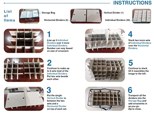 Hearth & Harbor Large Christmas Ornament Storage Box With Adjustable Dividers - Ornament Storage Container For 128 Holiday Ornaments Or Decorations 3 Hearth & Harbor Large Christmas Ornament Storage Box With Adjustable Dividers - Ornament Storage Container For 128 Holiday Ornaments Or Decorations - Image 3