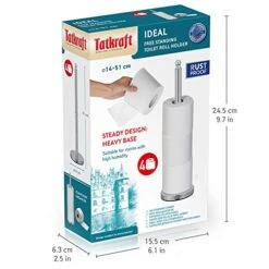 Tatkraft Ideal - Free Standing Toilet Paper Holder Stand - 20.1in (51cm) - Storage For 4 Rolls - Paper Towel Holder - Chrome Plated Steel -Songmics Furniture Shop 51xQAxyS7lL