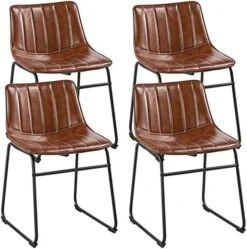 Yaheetech 18" PU Leather Dining Chairs Armless Chairs Indoor/Outdoor Kitchen Dining Room Chairs With Metal Legs Upholstered, Set Of 4, Brown 15 Yaheetech 18" PU Leather Dining Chairs Armless Chairs Indoor/Outdoor Kitchen Dining Room Chairs With Metal Legs Upholstered, Set Of 4, Brown -Songmics Furniture Shop 51xTC8Hjz0L. AC