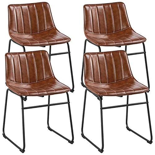 Yaheetech 18" PU Leather Dining Chairs Armless Chairs Indoor/Outdoor Kitchen Dining Room Chairs With Metal Legs Upholstered, Set Of 4, Brown 1 Yaheetech 18" PU Leather Dining Chairs Armless Chairs Indoor/Outdoor Kitchen Dining Room Chairs With Metal Legs Upholstered, Set Of 4, Brown