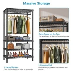 VIPEK V1S Wire Garment Rack 4 Tiers Heavy Duty Clothes Rack For Hanging Clothes Large Clothing Rack Freestanding Closet With Hanging Rod, 35.4'' L X 15.7'' W X 70.9'' H, Max Load 500LBS, Black 15 VIPEK V1S Wire Garment Rack 4 Tiers Heavy Duty Clothes Rack For Hanging Clothes Large Clothing Rack Freestanding Closet With Hanging Rod, 35.4'' L X 15.7'' W X 70.9'' H, Max Load 500LBS, Black -Songmics Furniture Shop 51xTXiTX3xL
