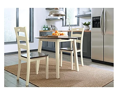 Signature Design By Ashley Woodanville Cottage 40" Round Drop Leaf Dining Table, Cream & Brown 2 Signature Design By Ashley Woodanville Cottage 40" Round Drop Leaf Dining Table, Cream & Brown - Image 2