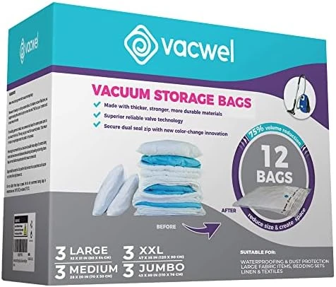 Vacwel 3-Pack XXL - Vacuum Storage Bags - Space Saver Bags For Clothes Storage – XL Comforters - Mattress Topper - Blanket Storage – Vacuum Sealer Bags – Ziplock Sealed - 3x XXL Bags (47x35in) - Bonus 1x Large Bag (32x21in) 9 Vacwel 3-Pack XXL - Vacuum Storage Bags - Space Saver Bags For Clothes Storage – XL Comforters - Mattress Topper - Blanket Storage – Vacuum Sealer Bags – Ziplock Sealed - 3x XXL Bags (47x35in) - Bonus 1x Large Bag (32x21in) - Image 9