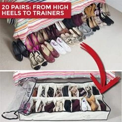 Neusu Strong Underbed Shoe Store, Clear Lid, XL 47.3" X 28.4 X 7.1, 20 Pockets, Beige -Songmics Furniture Shop 51xs8B0Y4jL