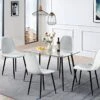Dining Table Set For 4, Rectangle Black Glass Table And 4 Velvet Dining Room Chairs, 5 Pieces Modern Kitchen Table And Chairs Set For Home Small Space (Black Rectangle Table + 4 Light Grey Chairs)