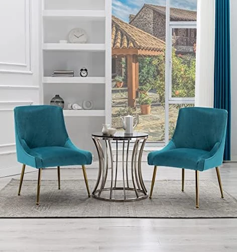 ZHENGHAO Velvet Dining Chairs Set Of 6, Modern Accent Kitchen Chairs With Gold Legs Upholstered Guest Chairs For Living Room/Kitchen/Restaurant, White 13 ZHENGHAO Velvet Dining Chairs Set Of 6, Modern Accent Kitchen Chairs With Gold Legs Upholstered Guest Chairs For Living Room/Kitchen/Restaurant, White - Image 13