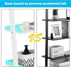OFFICEJOY Ladder Shelf, 5-Tier Wall-Leaning Bookshelf, Rustic Wood Ladder, Storage Rack Shelves, Multipurpose Organizer Rack For Living Room, Bathroom, Office (White) 12 OFFICEJOY Ladder Shelf, 5-Tier Wall-Leaning Bookshelf, Rustic Wood Ladder, Storage Rack Shelves, Multipurpose Organizer Rack For Living Room, Bathroom, Office (White) -Songmics Furniture Shop 51xx7yXQpyL