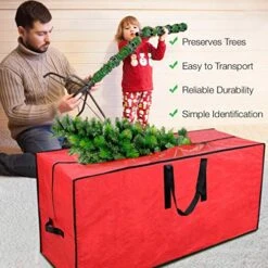 Primode Christmas Tree Storage Bag | Fits Up To 9 Ft. Tall Disassembled Tree I 65"x15"x30" Holiday Tree Storage Case | Protective Zippered Artificial Xmas Tree Bag (9ft, Red) -Songmics Furniture Shop 51y42Kq5KjL