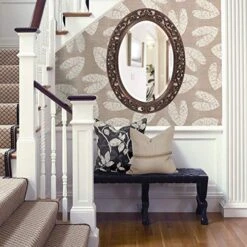 Howard Elliott Suzanne Oval Hanging Wall Mirror, Ornate Scroll Pattern Resin Frame, Antique Gold Leaf, 27 X 37 Inch