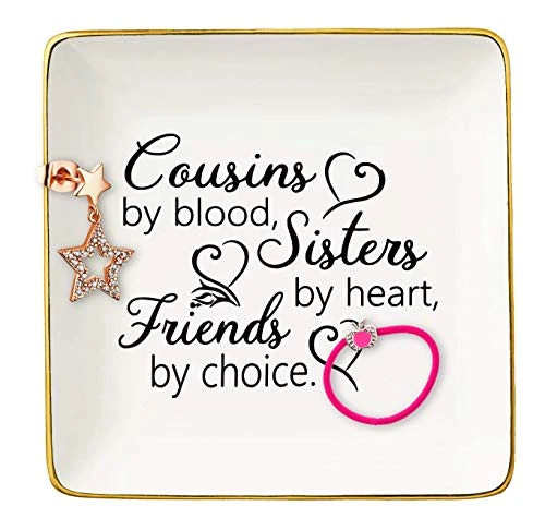Topthink Cousins By Blood,Sisters By Heart,Friends By Choice – Ceramic Jewelry Holder Ring Dish Trinket Tray – Birthday Christmas Graduation Wedding Gifts For Cousin,Women,Girls,Her 1 Topthink Cousins By Blood,Sisters By Heart,Friends By Choice – Ceramic Jewelry Holder Ring Dish Trinket Tray – Birthday Christmas Graduation Wedding Gifts For Cousin,Women,Girls,Her
